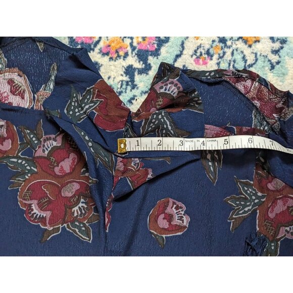 NWT ASTR the Label Navy and Burgundy Floral Long Sleeve Romper - S - Picture 11 of 14